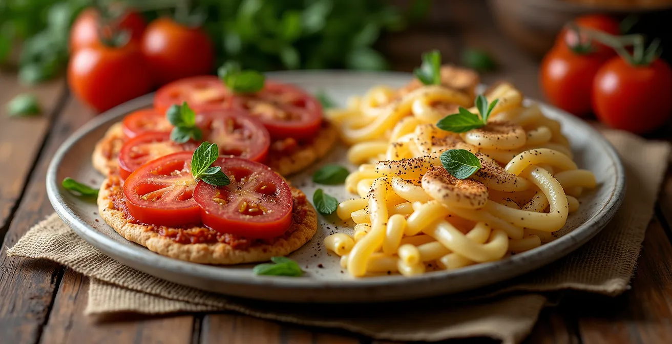 Confronto visivo tra prodotti alimentari italiani con focus su qualità e quantità