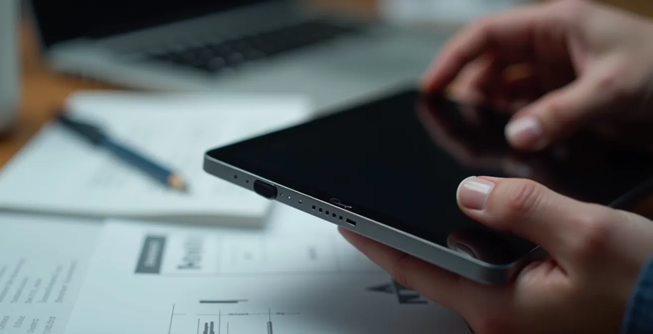 Schermata di un sistema di gestione compliance integrato visualizzata su tablet professionale