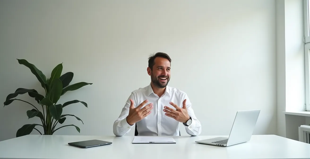 Professionista italiano che condivide contenuti aziendali autentici sui social