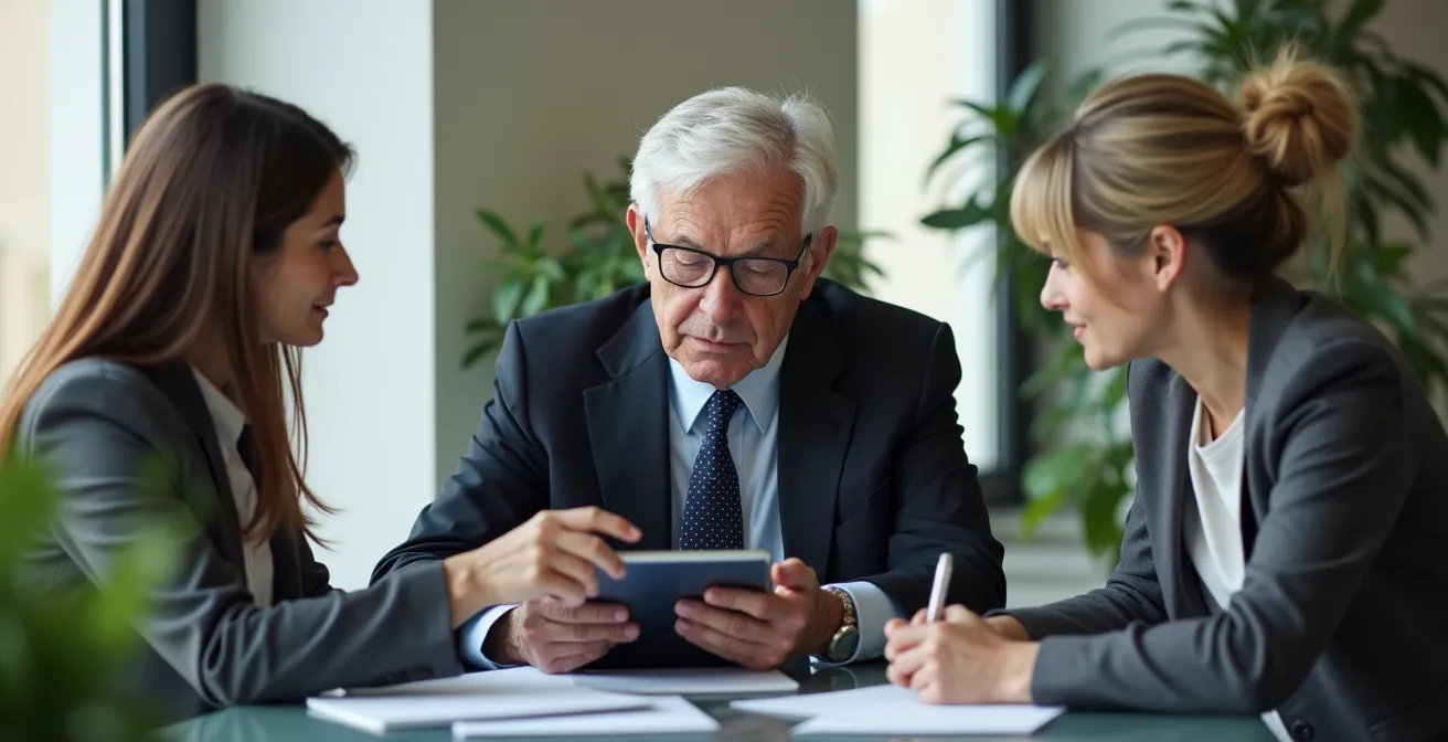 Team intergenerazionale che collabora su un progetto innovativo in un ufficio italiano