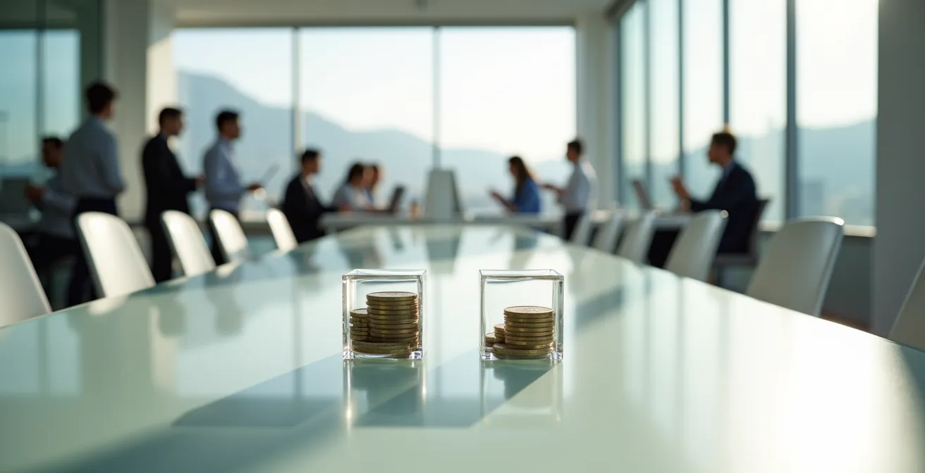 Rappresentazione simbolica dell'equilibrio tra equità salariale e sostenibilità finanziaria aziendale