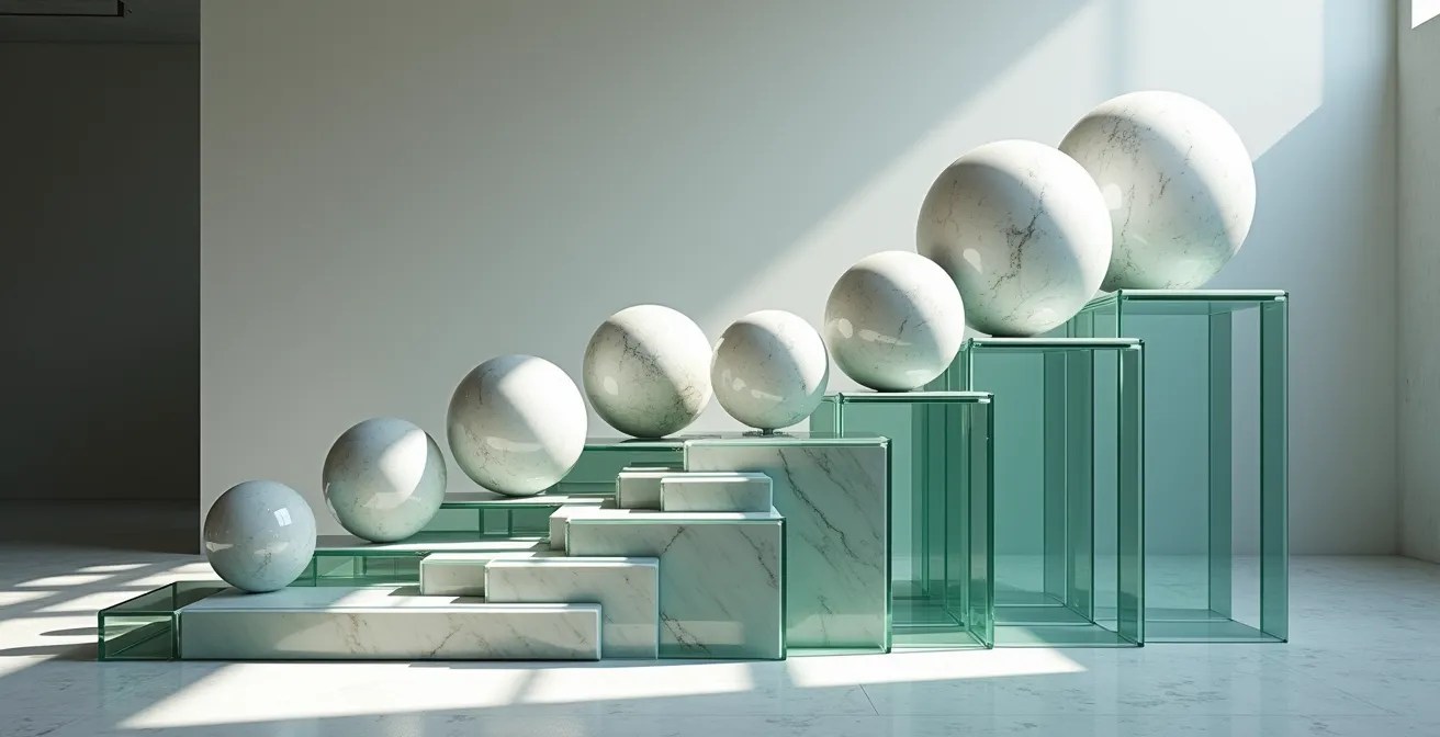 Rappresentazione visiva della crescita esponenziale e scalabilità non lineare di una startup tecnologica italiana